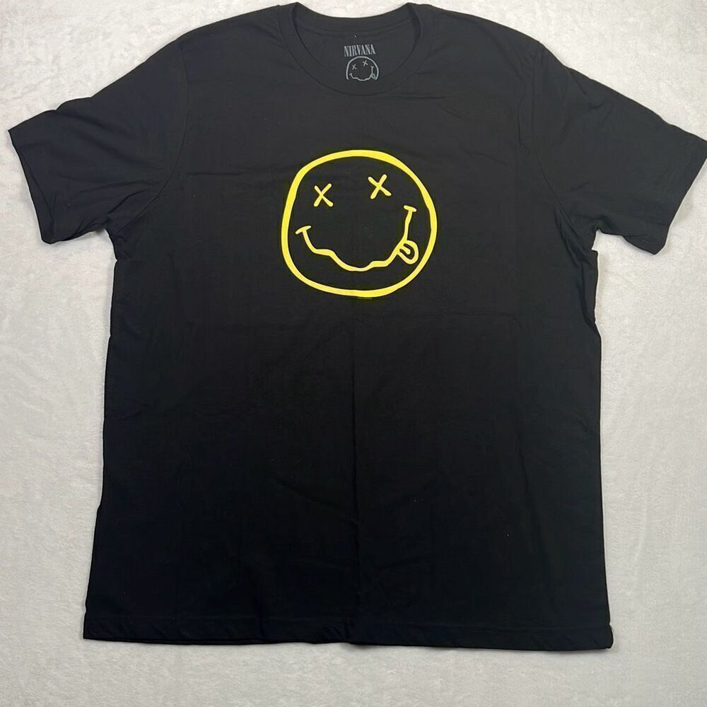 Nirvana smiley face double sided graphic print band concert T-shirt NWOT Men 2XL
